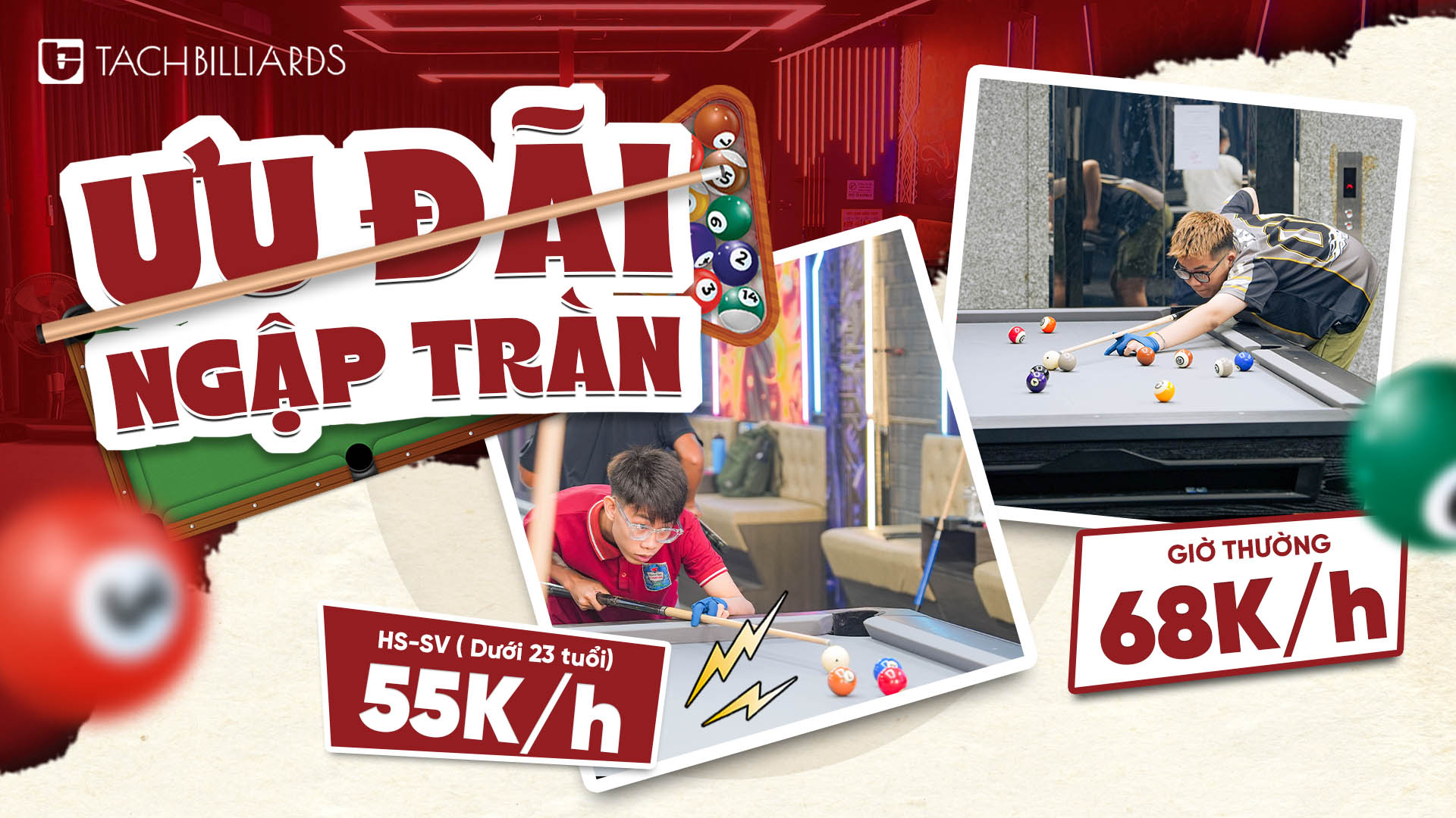 Quậy đã đời chỉ từ 55K/giờ tại Tách Billiards