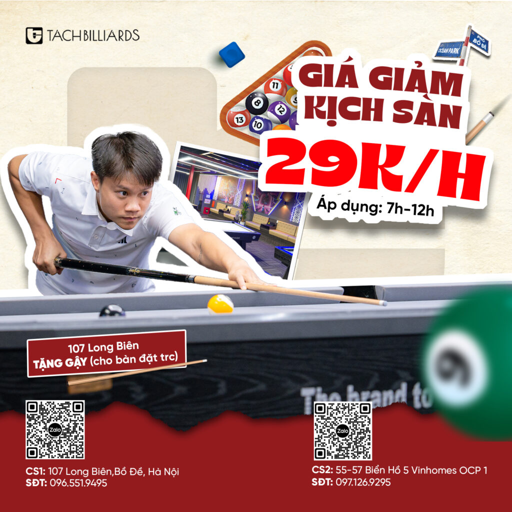 Ưu đãi Billiards cực hời chỉ 29K/h, săn ngay deal hot!